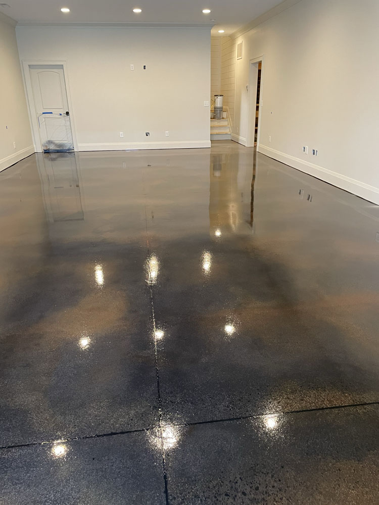 Stained and sealed concrete floor